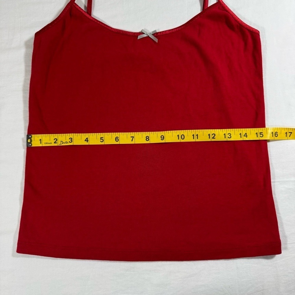 Victorias Secret Red Cotton Camisole Tank Top Adjustable Straps Bow Medium NWT - Picture 6 of 6